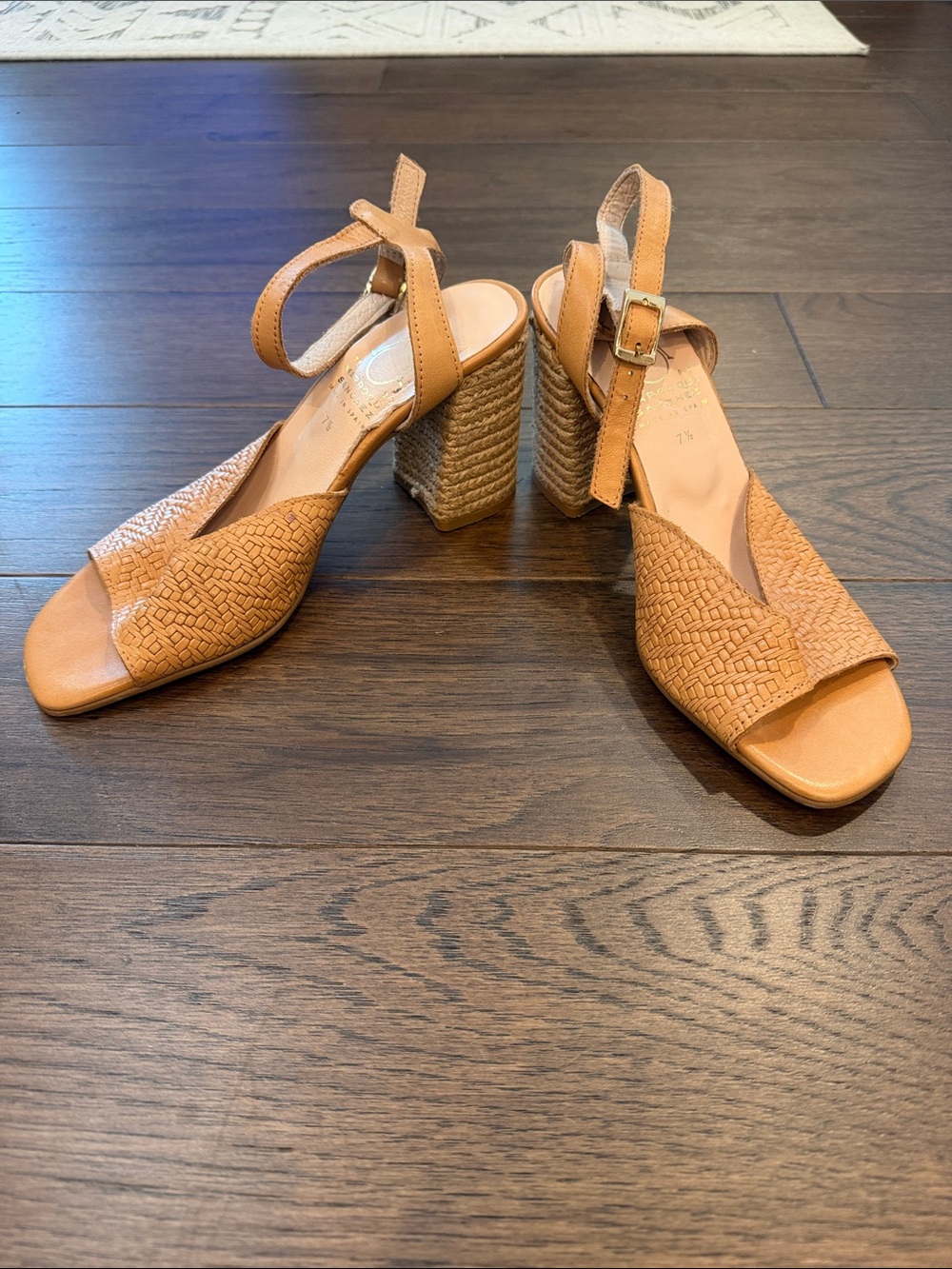 Marroqui Sanchez Sandals Chevron Weave Block Jute Heel Size 7.5 - C61-037
